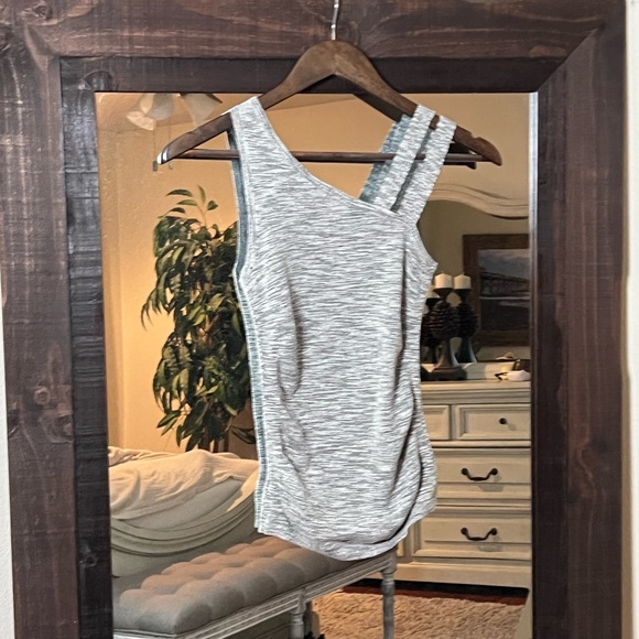 NOT FOR SALE Express Asymmetrical Heather Gray Knit Fitted Tank NWOT - Picture 2 of 5